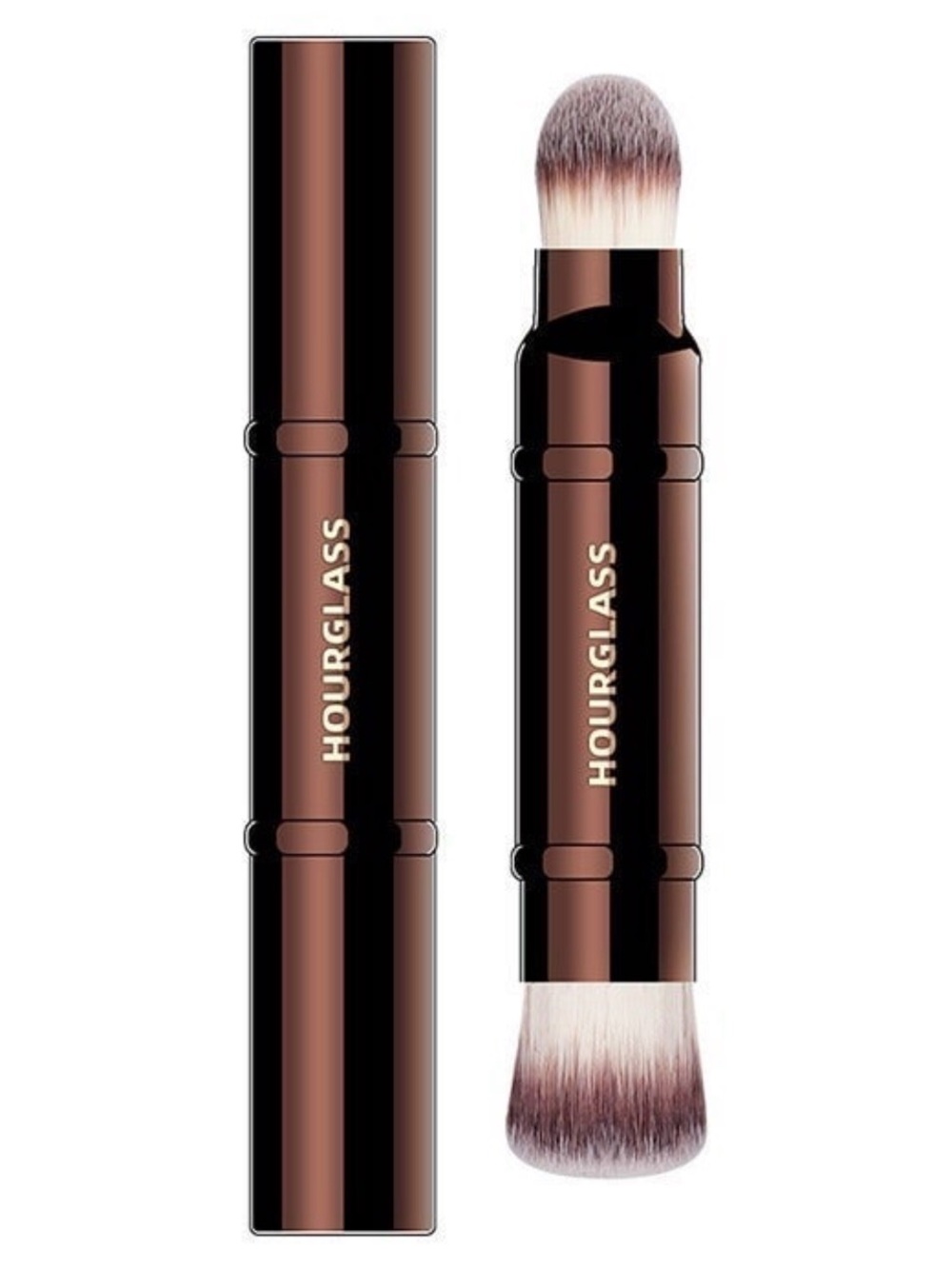 Hourglass Dual-Ended Foundation Brush in Bronze and White Bristles